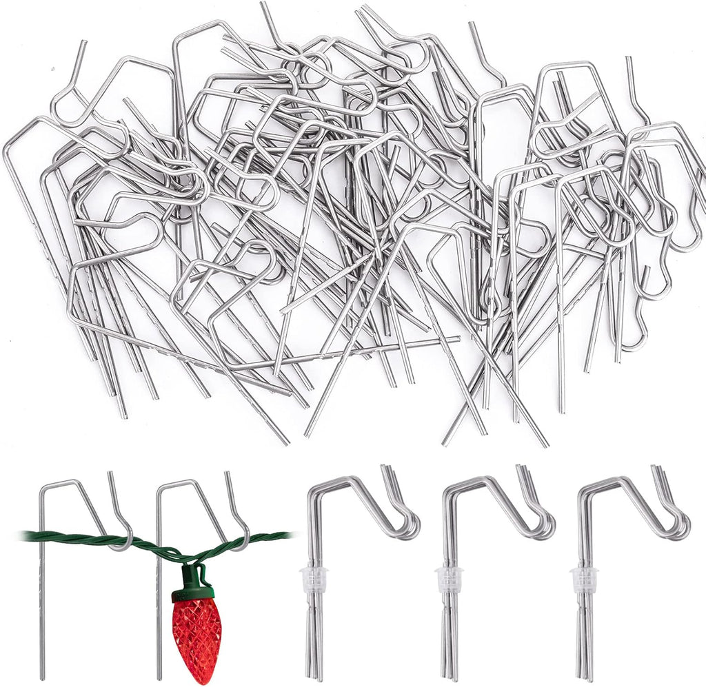 Skiennix 100-Count Metal Gutter Hooks - Durable Outdoor Christmas Light Hangers for Eaves & Fences
