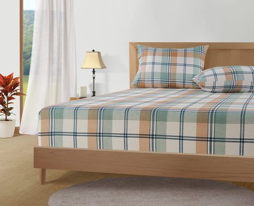 LANE LINEN 100% Cotton Queen Flannel Sheets Set - Brushed for Extra Softness - Lightweight & Durable Cotton Flannel 15" Deep Pocket Queen Sheets Set - Warm Winter Queen Size Bed Sheets - White Plaid