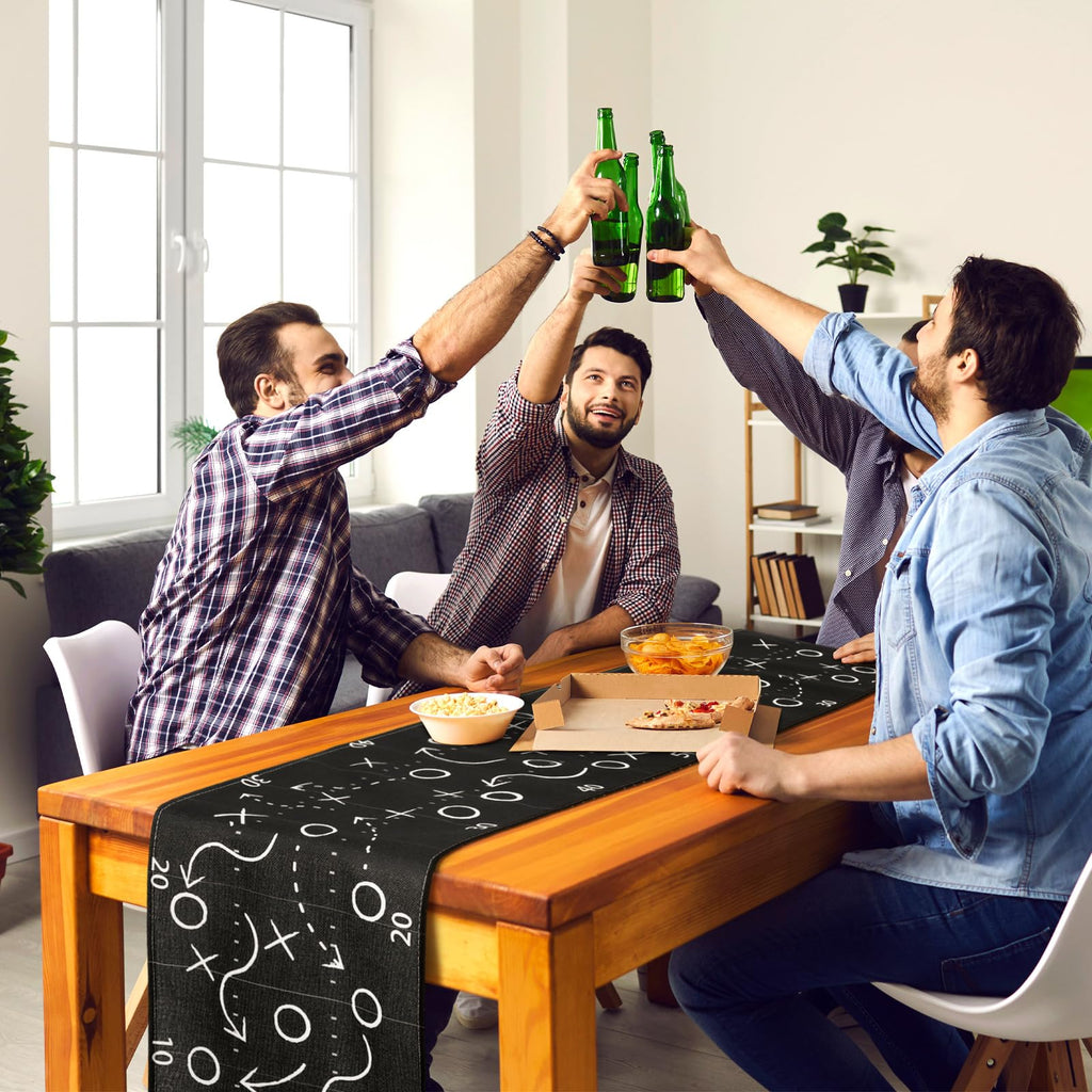 Sliner 4 Pcs Footballs Party Decorations Football Court Table Runner Touchdown Sport Party Kitchen Dining Table Runner for Footballs Themed Sport Game Day Decor 13 x 71 Inch