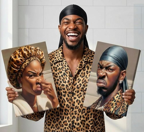Funny Stank Face Bathroom Wall Art - 2Pcs African American Canvas Decor | Humorous WC Smell Paintings