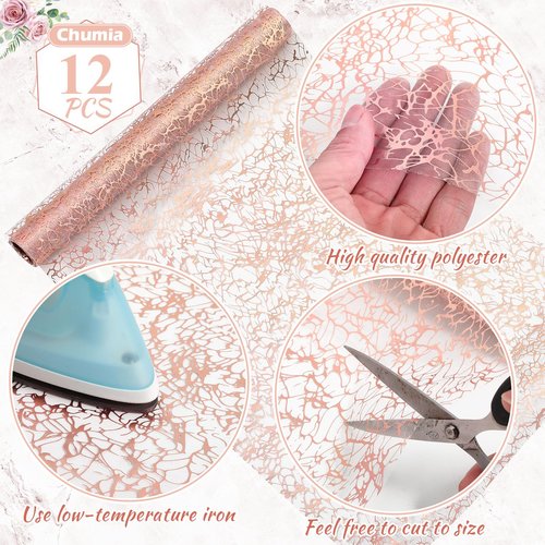 Chumia 12 Pieces Rose Gold Table Runner 12 x 85 Inch Sequin Glitter Table Runner Roll Metallic Thin Mesh Fabric Decor for Party Wedding Shower Birthday Baby Shower Party Supplies