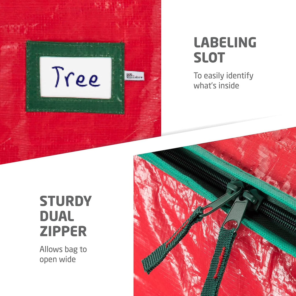 Zober Christmas Tree Storage Bag - Waterproof Protection for 7.5 Ft Artificial Trees - Durable Red Design with Strong Handles & Label Slot