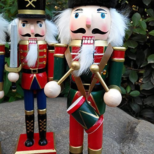 O-Toys Wooden Nutcracker Ornaments Christmas Decoration Figures Puppet Home Decor (12 Inch) (Set)