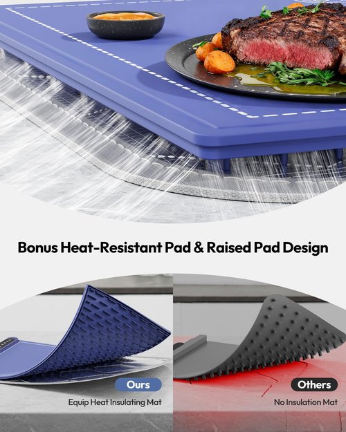 Gaiatop Warming Mat for Food with Trivet & Light, Food Warming Mats for Countertop, 6 Temp Level, 6 Timer Settings, Full-Surface Fast Heating, Portable Silicone Food Warmer for Parties Buffet