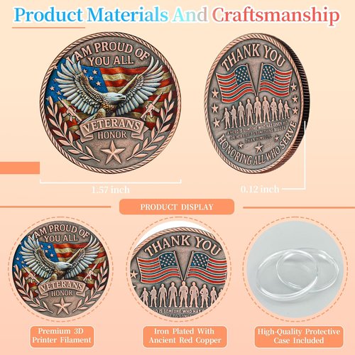 Military Challenge Coins by [Brand Name] - Thank You for Your Service Veteran Medallions | Perfect Military Appreciation Gifts