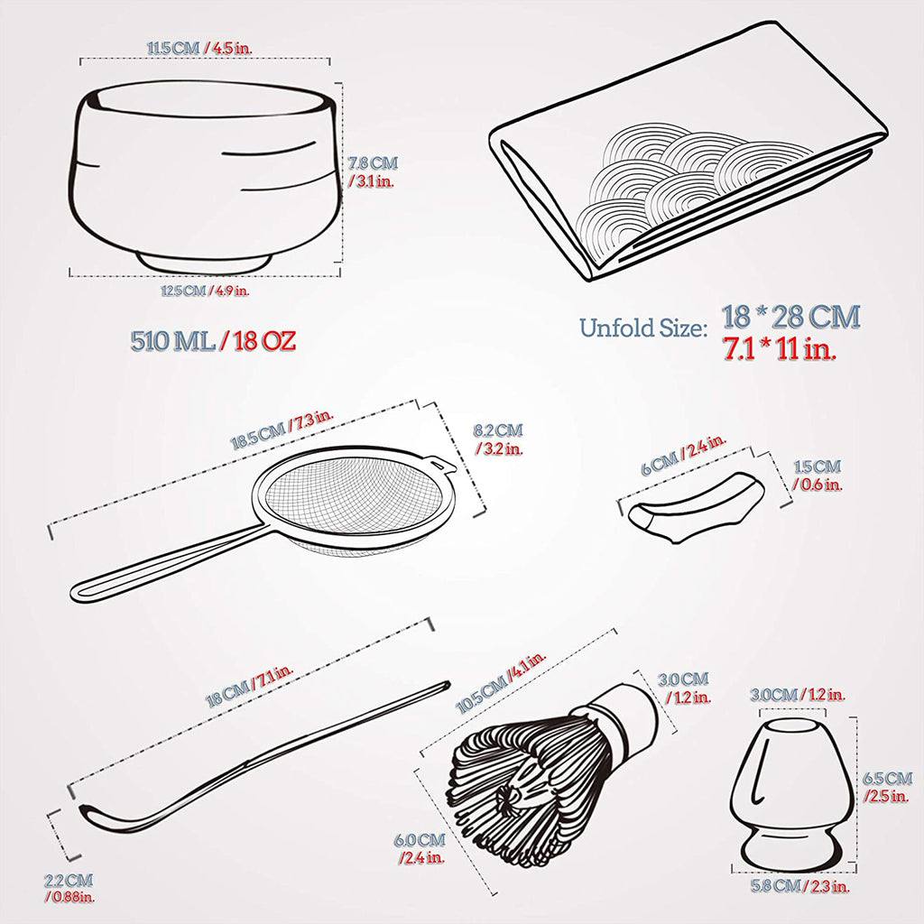 TEANAGOO Japanese Tea Set, Matcha Whisk Set, Bamboo Matcha Bowl (Chasen), Spoon (Chashaku), Matcha Whisk Holder, MSB-5 Tea Making Kit, Matcha