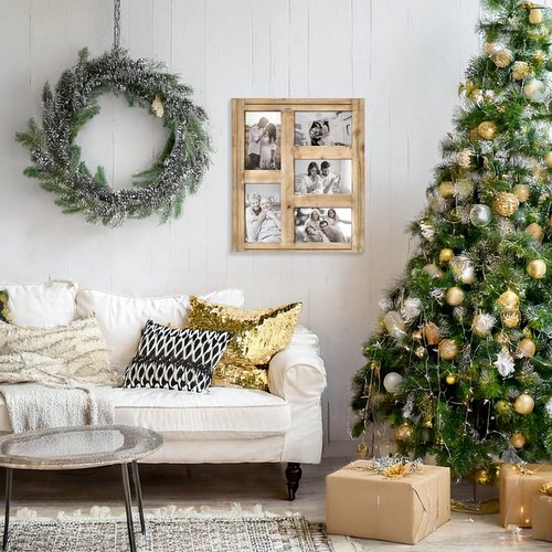 JUMBO DECOR Family Tree Picture Frame, 8 Opening Pictures Frame Collage (4 4''x6'', 4 4''x4'') Photo Frames for Wall Decor Modern Farmhouse Family Photo Frames for Wall Living Room Bedroom (Black)
