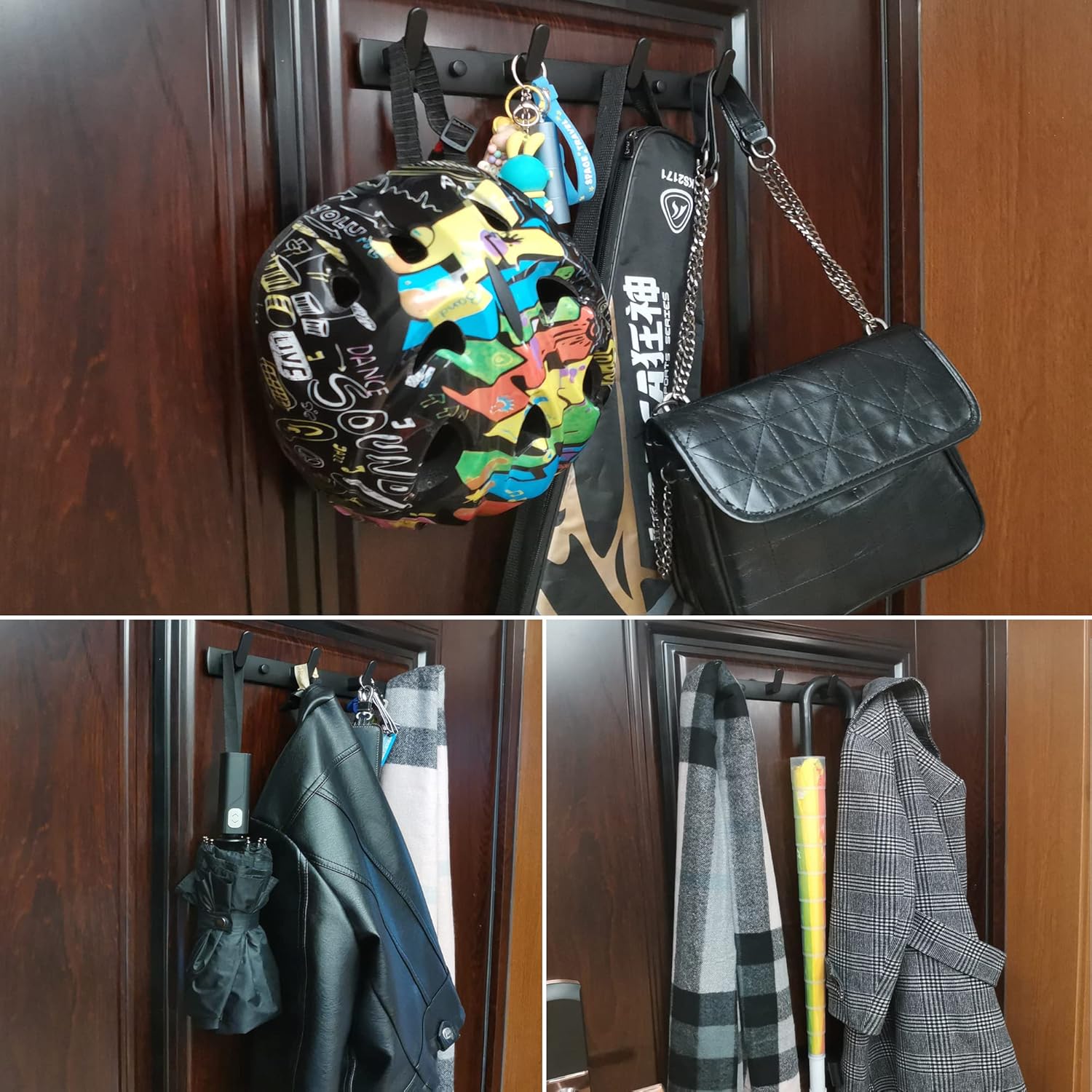 ULIBERMAGNET Magnetic Hooks - Heavy Duty Magnetic Hanger for Coats, Towels & Bags | Matte Black, 4 Hooks