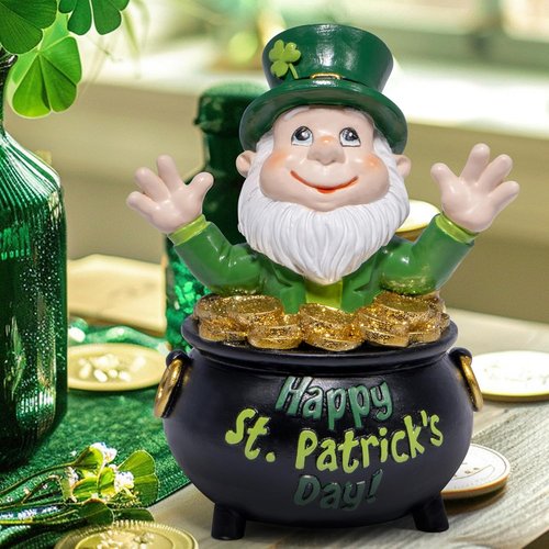 Hodao St. Patrick's Day Gnome Decoration - Handmade Green Elf Figurine for Home Table Decor