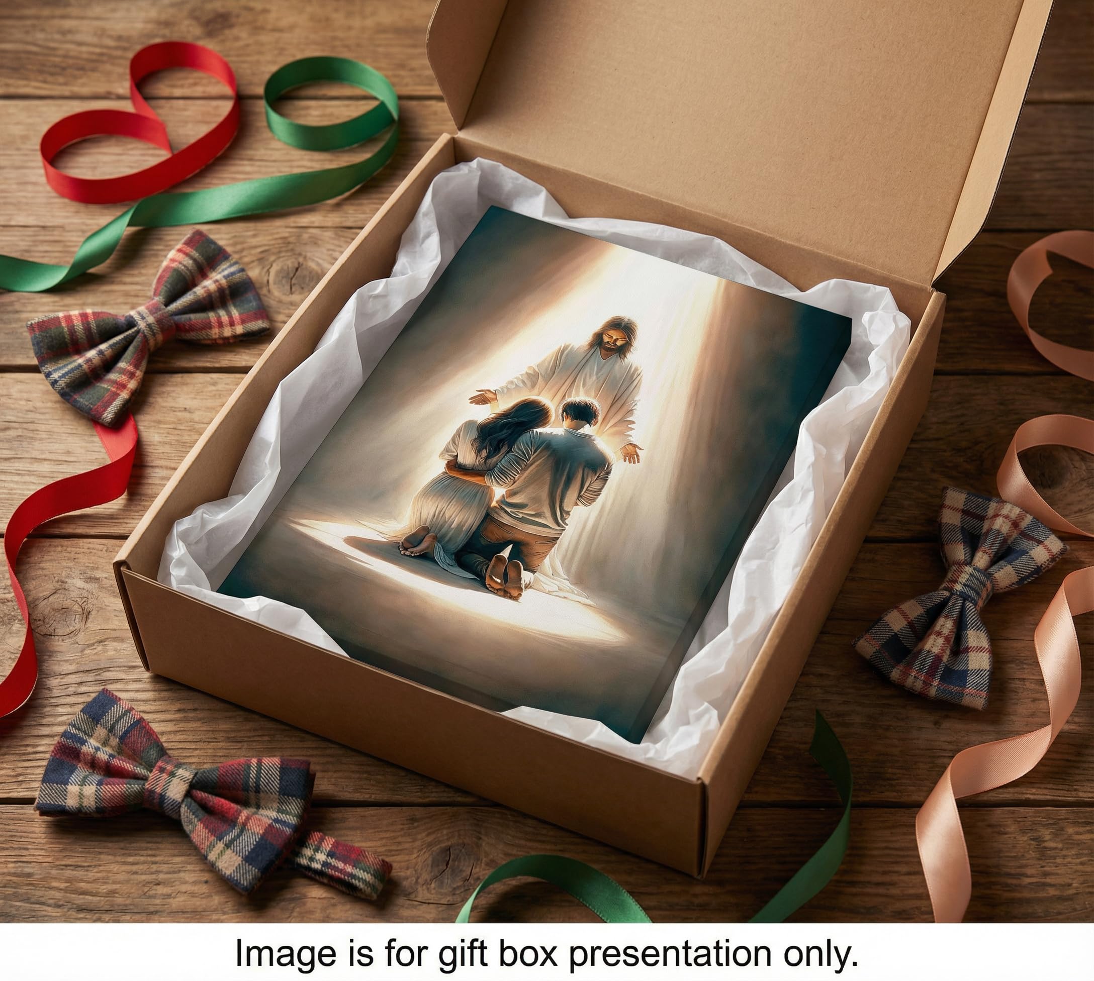 Jesus Blesses Couple Canvas Wall Art Couple Kneeling and Praying to Jesus Wall Decor Picture Christianity Christ Postre Print for Bedroom Living Room Church Prayer Room Artwork Home Decoration