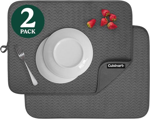 Cuisinart Ultra Absorbent Dish Drying Mats - 2 Pack 18" x 24" | Foldable, Machine Washable, Fast Drying