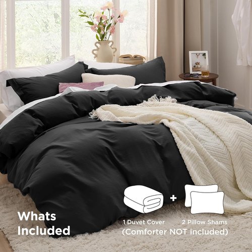 Bedsure Black Duvet Cover Set - Extra Soft King Size 3-Piece Bedding Set with Zipper Closure | 104x90 Inches