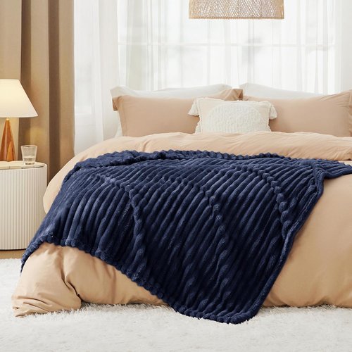 Bedsure GentleSoft Fleece Blanket - Cozy Navy Blue Throw for Couch, 60x80 Inches