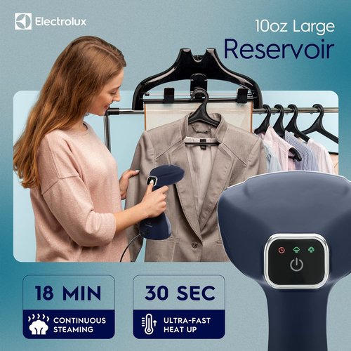Electrolux Portable Handheld Clothes Steamer - LX15003 Wrinkle Remover with Lint Brush & Fabric Brush | Blue