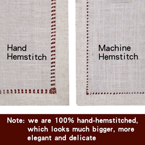 Grelucgo Handmade Hemstitch Beige Table Runner Or Dresser Scarf, Rectangular 14 by 36 Inch