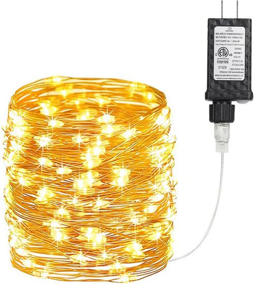 Joomer Fairy String Lights - 33FT 100 LEDs Copper Wire Indoor/Outdoor Decoration | Warm White
