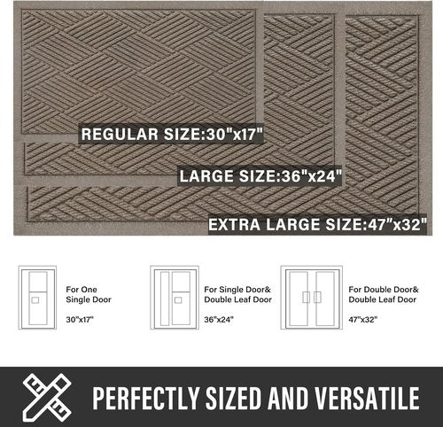 HIYARD Sturdy Front Door Mat - Absorbent, Non-Slip, Stain Resistant | 30" x 17", Beige