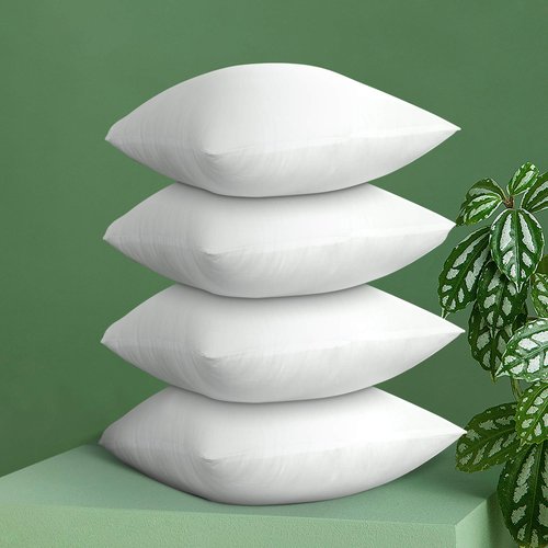 Acanva Decorative Square Throw Pillow Inserts for Sofa Bed Couch & Chairs, 24x24(4 Count), White