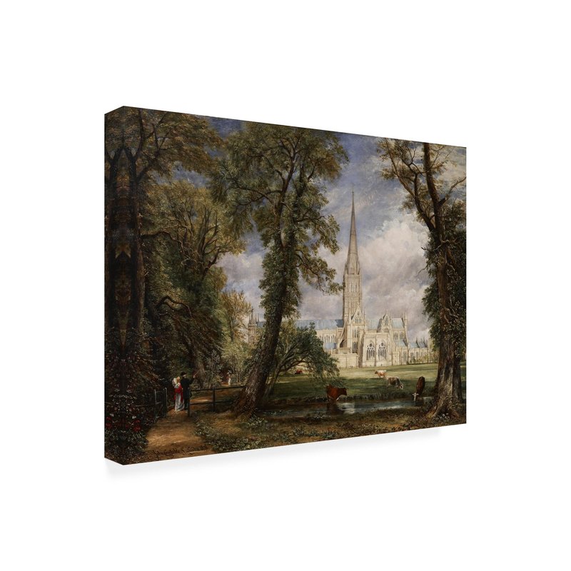 Wrapped Canvas Wall Art - John Constable 'Salisbury Cathedral' Wall Art for Living Room, Bedroom, or Office Décor - 24x32