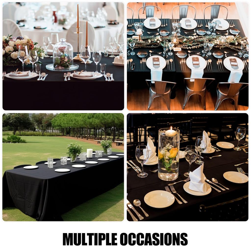 Smiry Rectangle Table Cloth, Waterproof Anti-Scratch Polyester Tablecloth, Decorative Washable Fabric Table Cover for Dining, Buffet, Parties and Outdoor, 52x70, Black