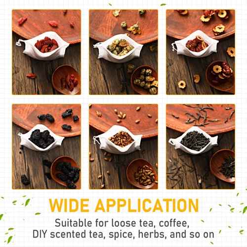 1000 Pcs Disposable Tea Bags Bulk for Loose Leaf Tea Drawstring Empty Coffee Sachets Filter Infuser Strainers for Coffee Spice Christmas Herbs Gift(2 x 2.76 inches)