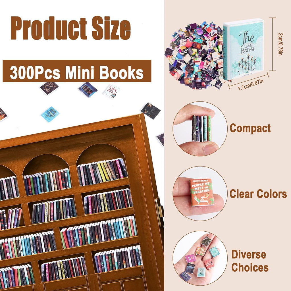 Skiennix Mini Books for Anxiety Relief - 300 Pcs Tiny Book Set for Dollhouse Decor & DIY Projects