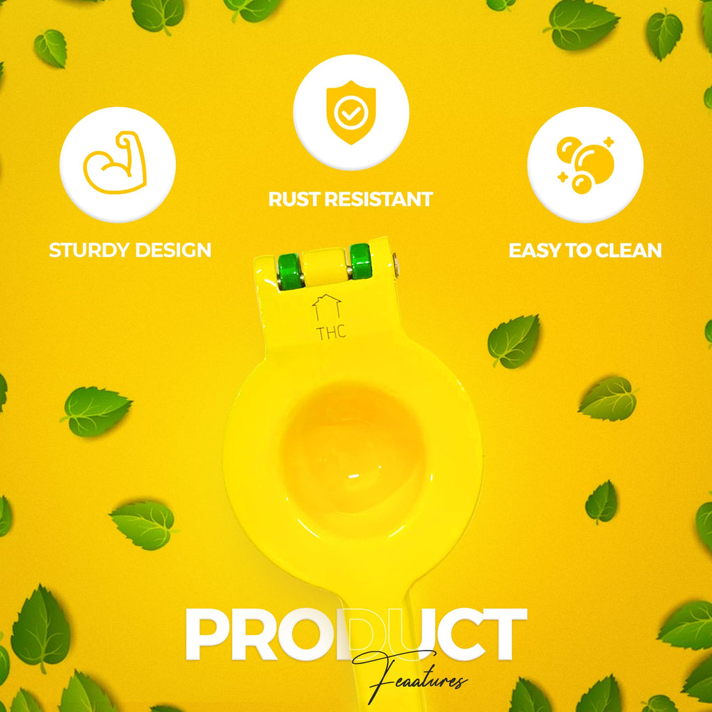 The HomeFlow Co.’s 2-in-1 Lemon & Lime Squeezer, Heavy-Duty Manual Citrus Juicer, High-Extraction Hand Press with Seed Filter, Durable Metal, Dishwasher-Safe, Easy To Use & Clean (Yellow & Green)