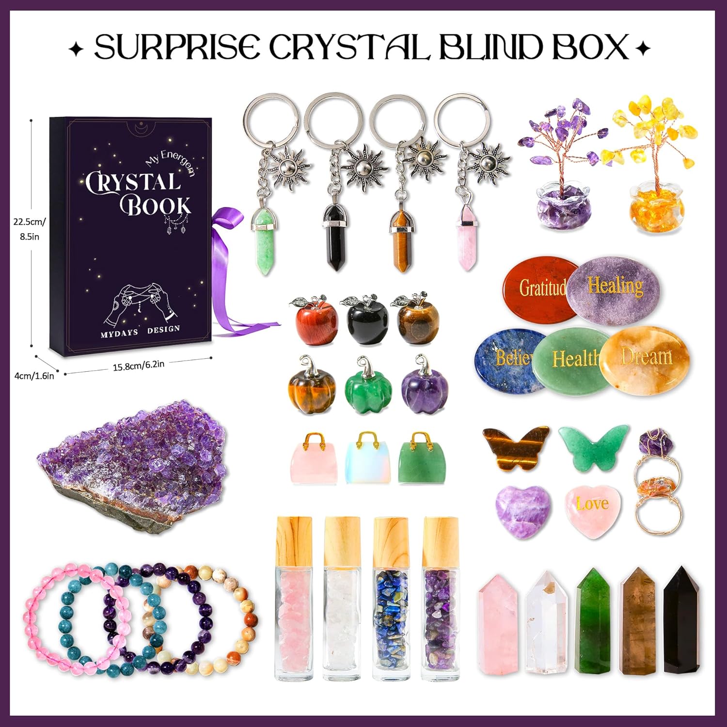 MYDAYS&DESIGN 2026 Crystal Advent Calendar - 12 Days of Zodiac Healing Crystals & Gemstones Gift Box for Women & Teens