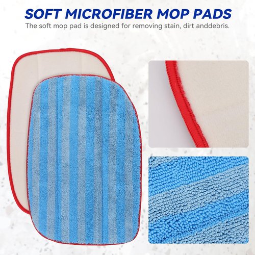 McCulloch Microfiber Steam Mop Pads - 6 Pack Reusable & Washable Replacement for MC1375/MC1385/MC1270