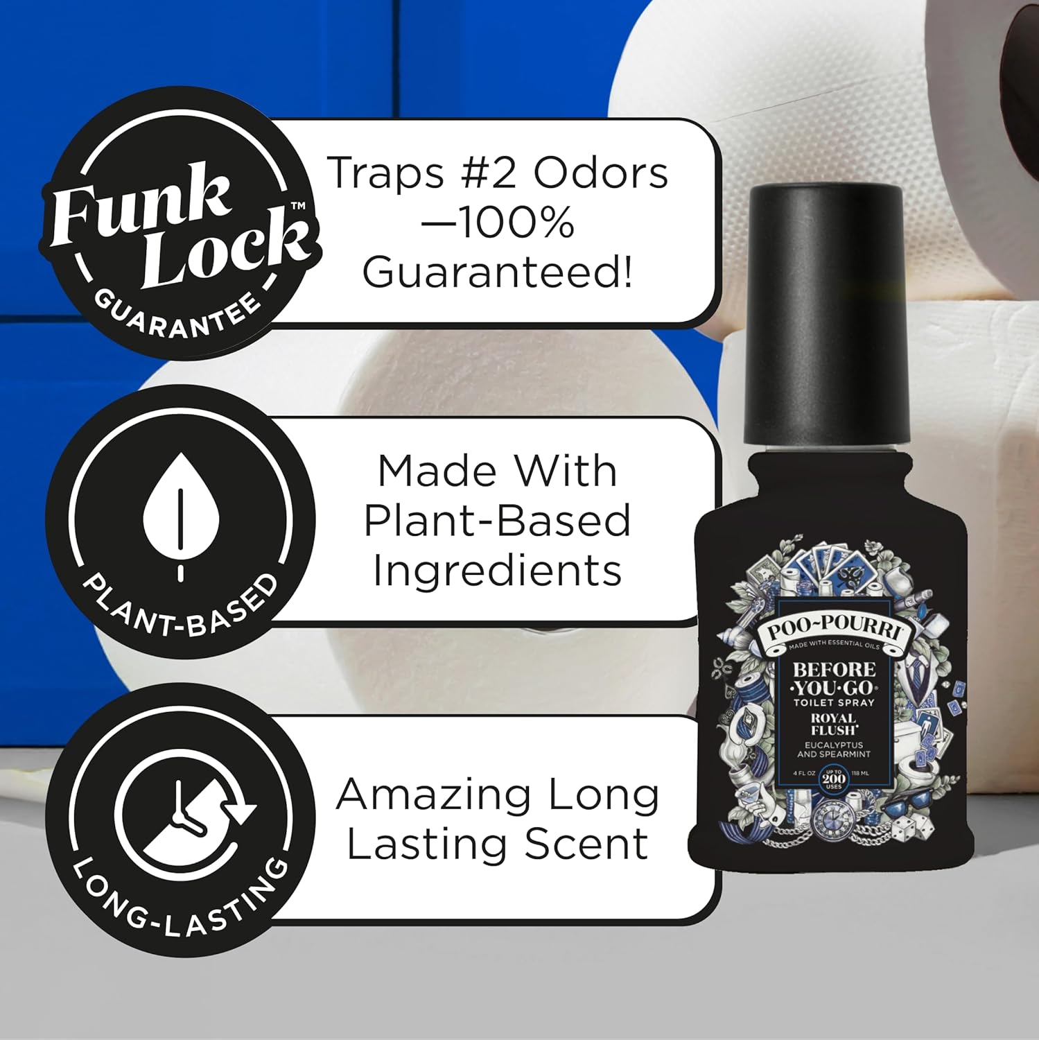 Poo-Pourri Before-You-Go Toilet Spray - Royal Flush, 2 Fl Oz | Eucalyptus & Spearmint Scent