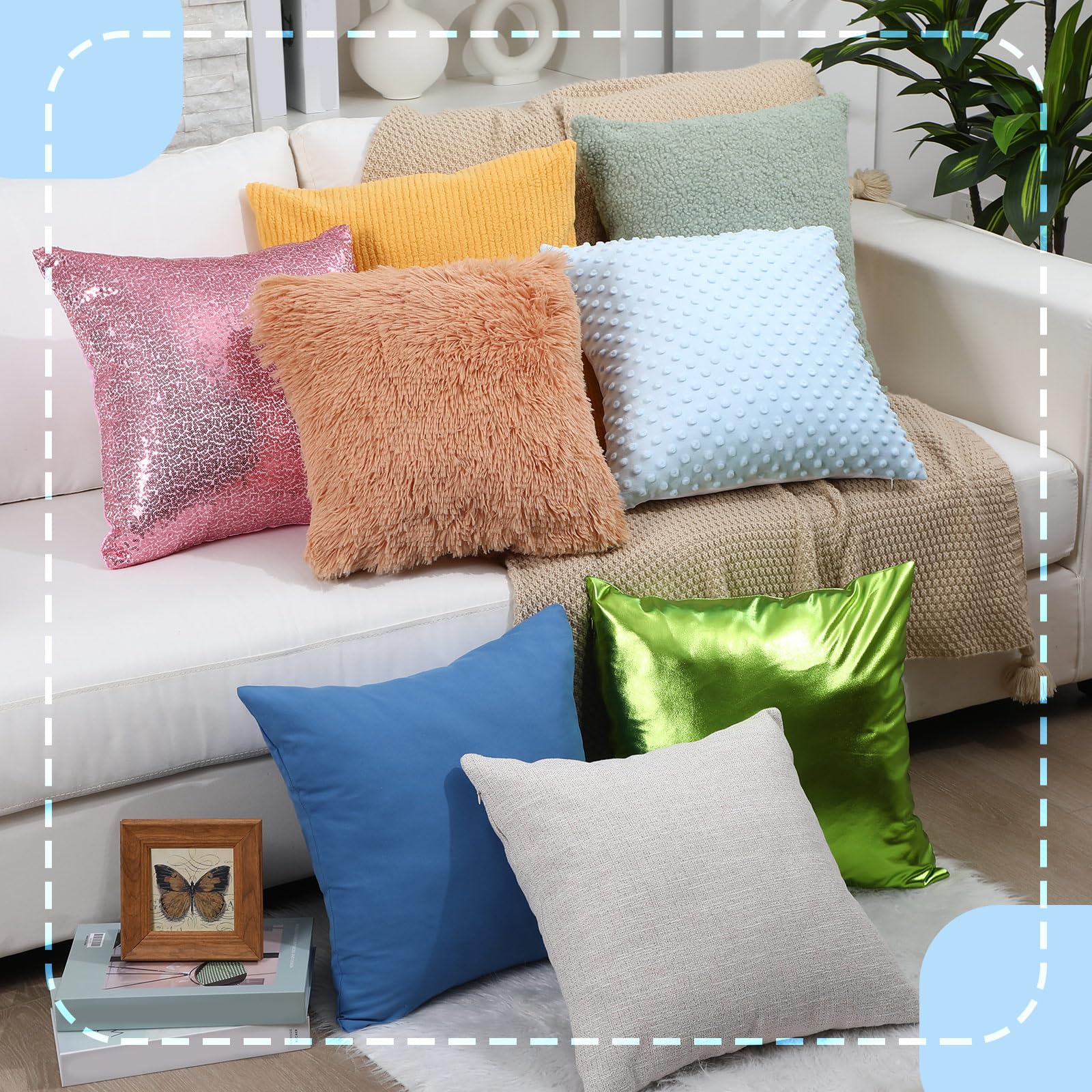 Weysat 8 Pcs Calm Down Corner Supplies Sensory Pillow Cover Sets for Classroom Counseling Office Special Needs Classroom Calm Corner Items Sensory Pillow Cases Autism Therapy