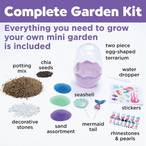 Creativity for Kids Mini Garden - Mermaid Terrarium Kit for Girls | Fun Crafts & Toys (Ages 6+)