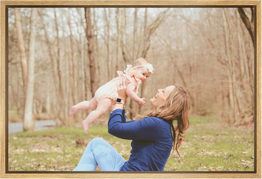 SIGNFORD Custom Canvas Prints - Personalized Wall Art with Family Photos | 16"x24", Natural Frame