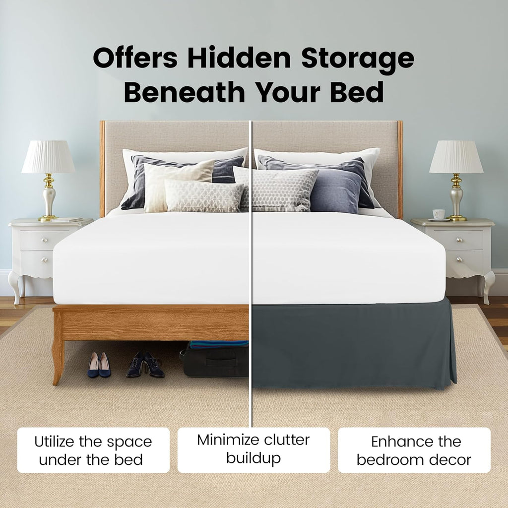 Utopia Bedding Queen Bed Skirt - Soft Quadruple Pleated Ruffle - 16-Inch Tailored Drop | Hotel Quality, Grey