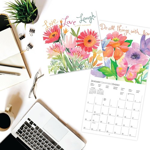 Graphique 2026 Mini Wall Calendar - Live Love Laugh | 7” x 7” | Thick Paper | Multilingual & Holiday Marked