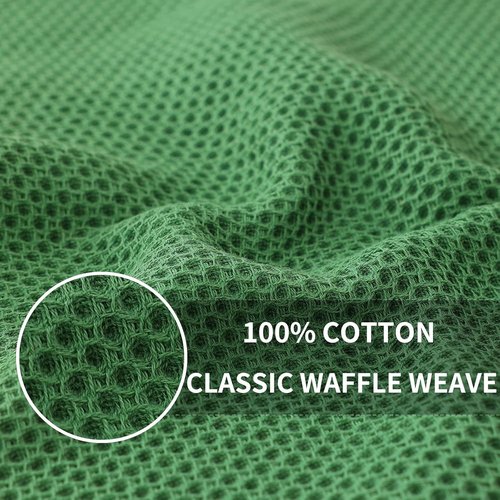 Homaxy Kitchen Dish Cloths - 100% Cotton Waffle Weave, Ultra Soft & Absorbent, 12x12 Inches, 6-Pack, Grass Green