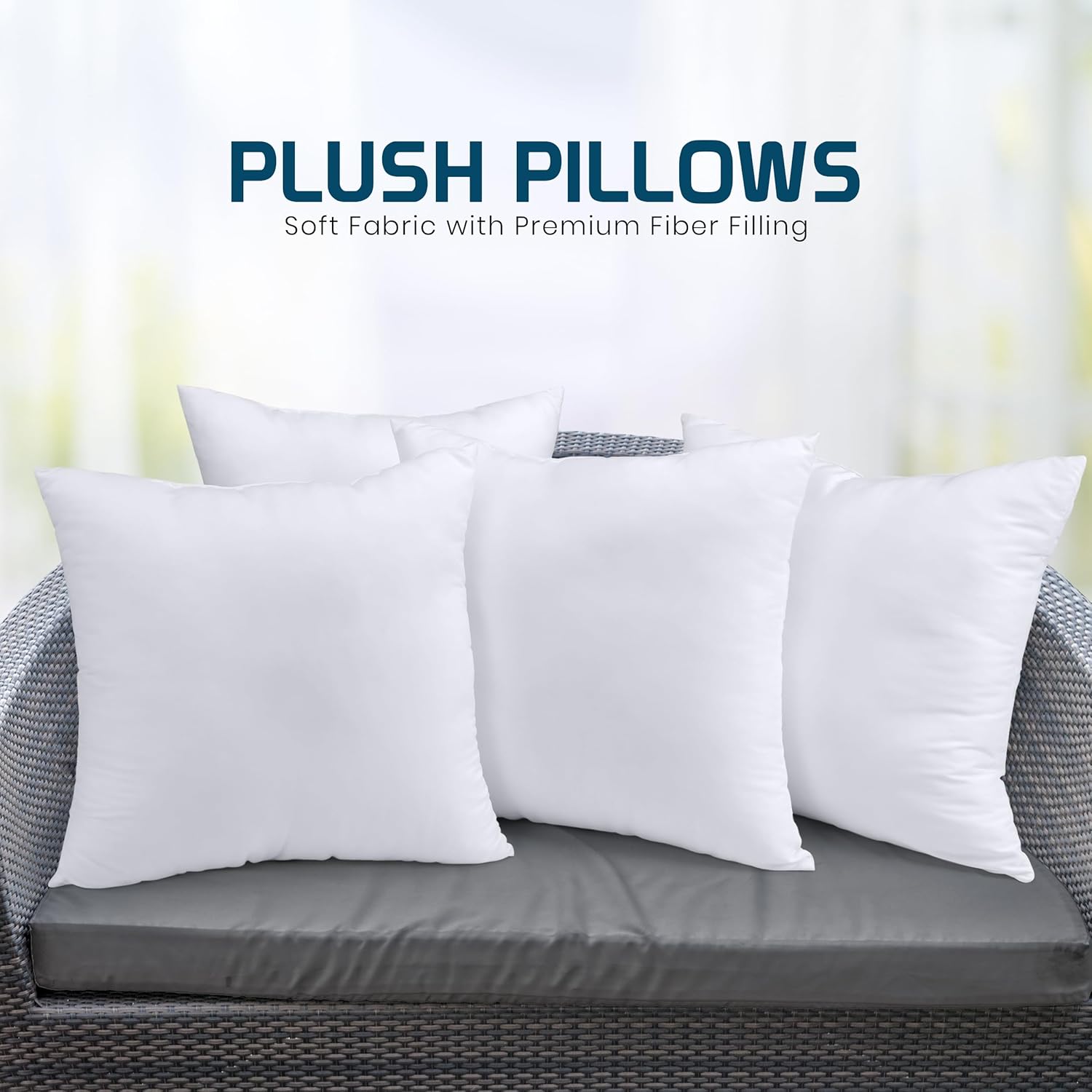 Utopia Bedding Throw Pillows - Set of 4 Fluffy 24x24 Inch Down Alternative Cushions for Home & Outdoor Use