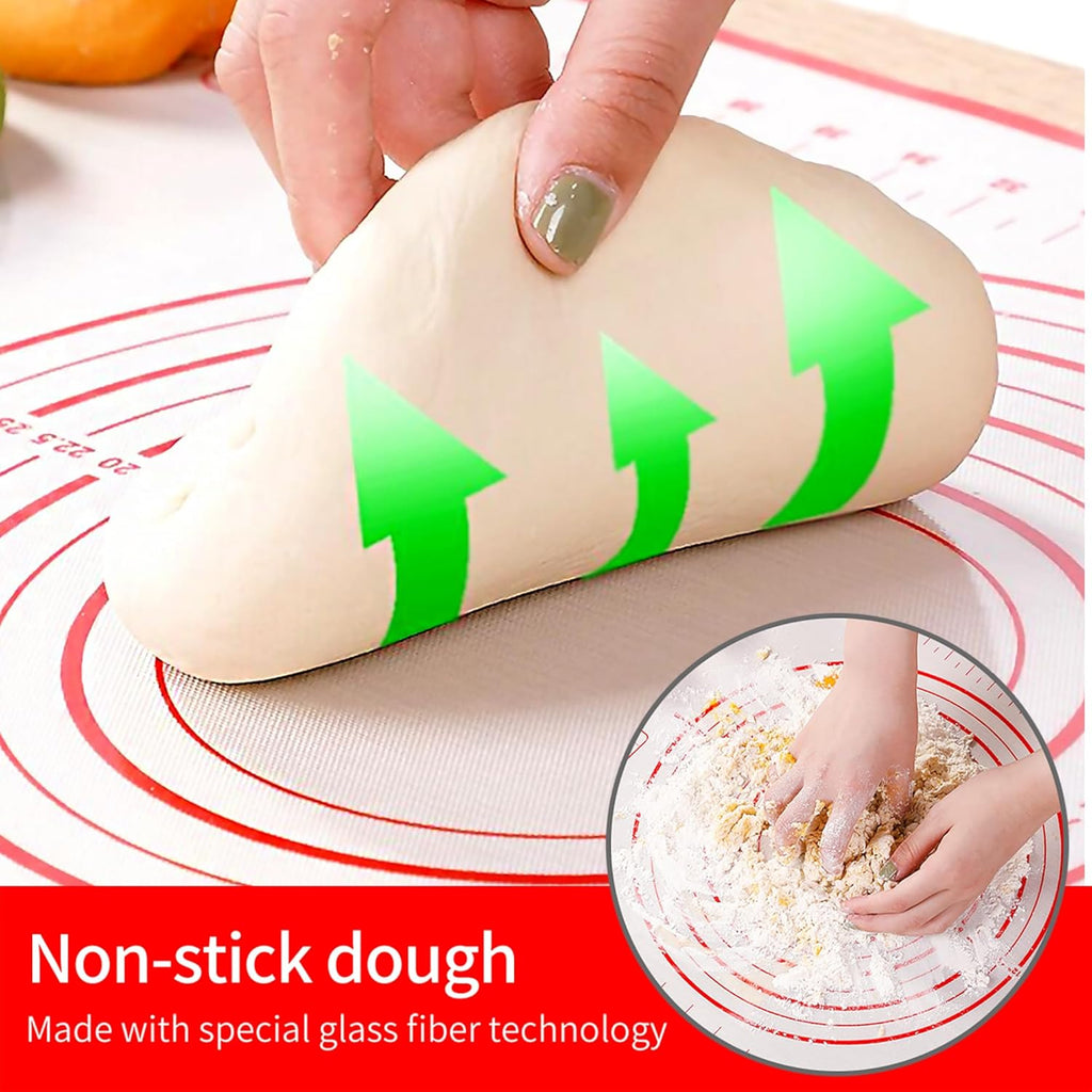 Skiennix Silicone Baking Mat - Extra Large 32x24 Inch Non-Stick Pastry Mat with Cable Ties & Dough Scraper