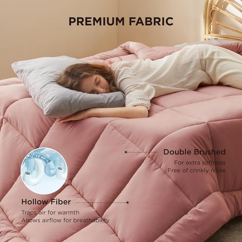 Bedsure Comforter Duvet Insert - All-Season Quilted King Size Bedding, GentleSoft Down Alternative, Dusty Pink 90 x 102 Inches