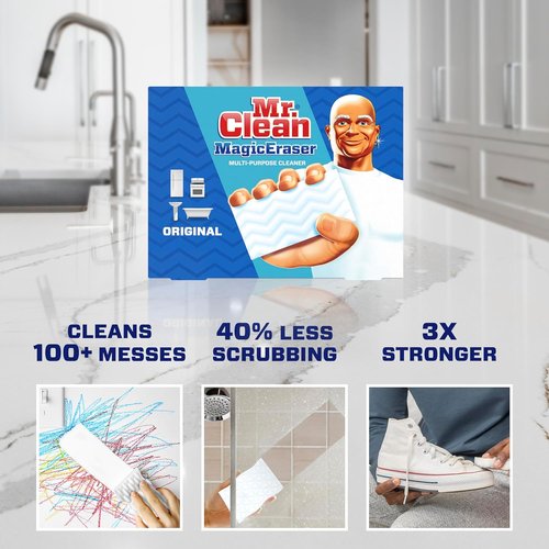 Mr. Clean Magic Eraser - Original Durafoam Cleaning Pads, White - 12 Count (2 Packs)