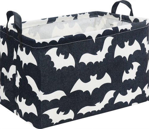 HKEC Rectangle Storage Basket with Handles,Collapsible Kids Toys Bin,Books Box,Gift Basket(Bat)