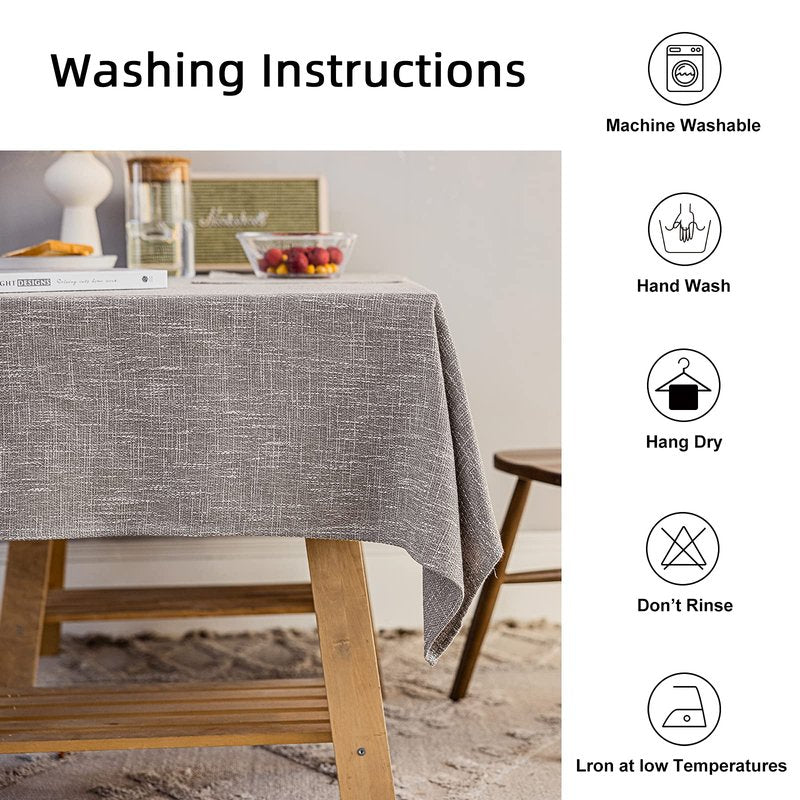 JSFLY Waterproof Cotton Linen Tablecloths Rectangle Dining Table Cloth, Wipe Clean Indoor & Outdoor Table Cover for Buffet Party and Banquets, Wrinkle Resistant（54"x70"） Gray Coffee