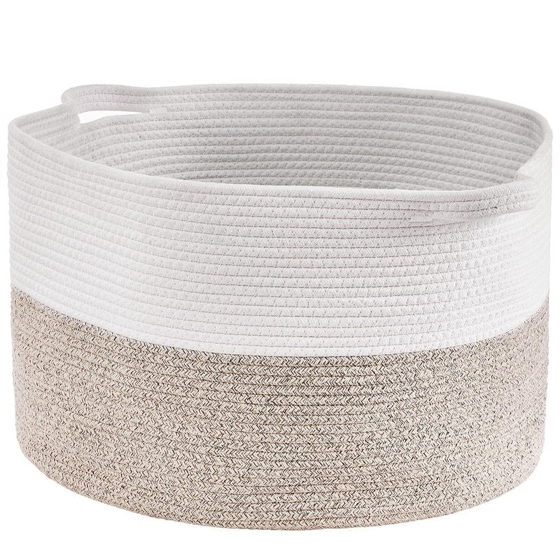 VEVOR Blanket Basket, 67L, Cotton Rope Basket, Woven Basket with Handles, 20" x 13" Round Laundry Hamper Basket Collapsible Extra Large Storage Basket Bins for Organizing Clothes Kids Toys Pillows