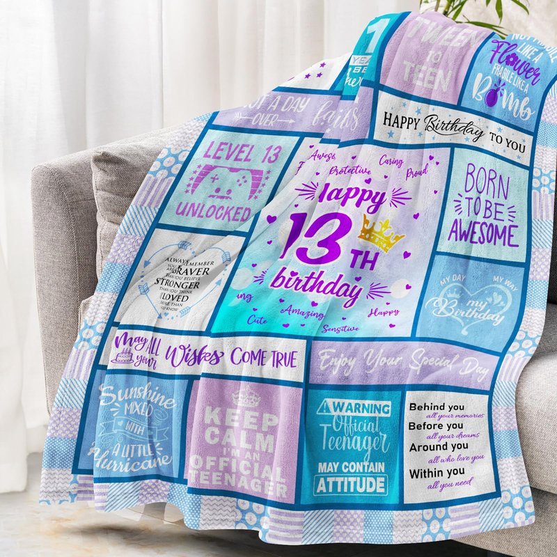 13th Birthday Gifts for Girls - 13 Year Old Girl Birthday Gifts - Birthday Gifts for 13 Year Old Girls - Happy 13 Yr Old Girl Gifts - Teenage 13 Gift Ideas Bday Soft Blanket 60"X50"