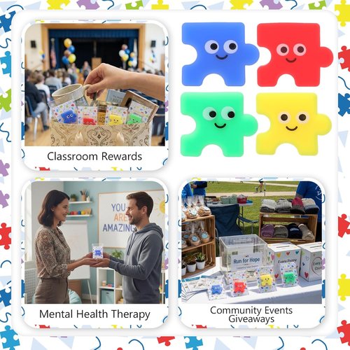 Hollowfly Autism Awareness Fidget Puzzle Stress Balls - 24 Sets with Inspirational Cards for Relief