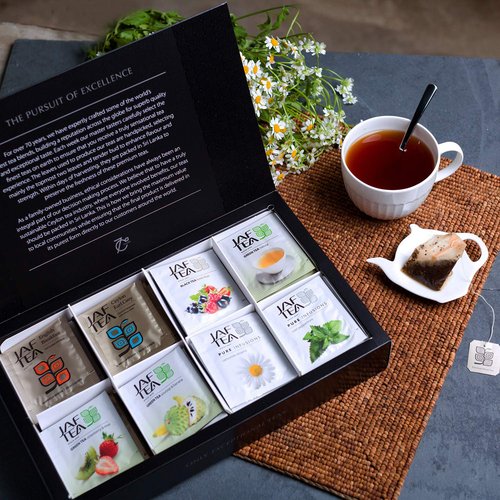 Jaf Tea - Tea Sampler Gift Set Box, 80 COUNT - 8 Tea Variety Pack - Including: Black Tea, Green Tea, Earl Grey, Fruit Teas, Peppermint Tea - 80 Tea Bags (10 of each)