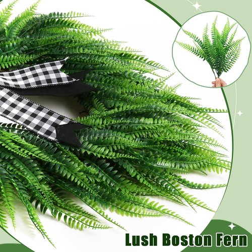 Boston Fern Leaf Wreath by [Brand Name] - 22" Spring/Summer Greenery for Front Door & Home Decor