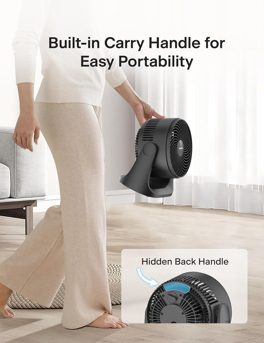 Pelonis 3-Speed Table Fan - 7-Inch Blade with 100° Adjustable Head Tilt | Compact Air Circulator for Bedroom, Dorm, and Office - Black