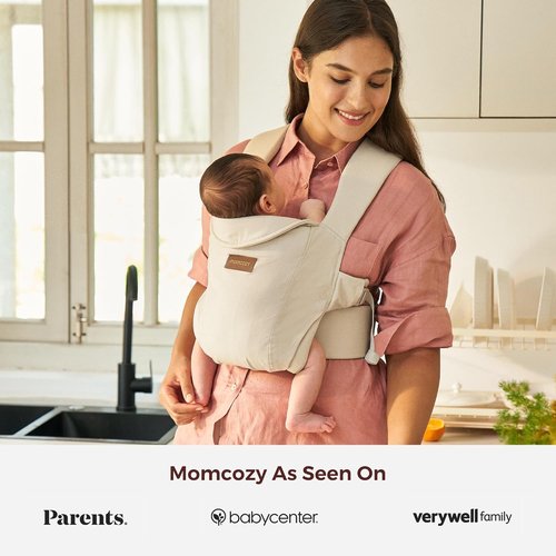 Momcozy Newborn Carrier WeeSnug - Lightweight & Cozy Comfort for 7-25 lbs | Ergonomic Cross-Back Support, Khaki