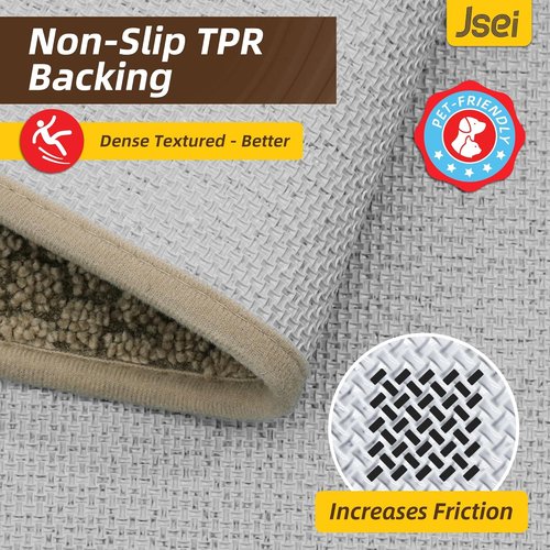 JSEI Dirt Trapper Door Mat - Non-Slip Washable Entryway Rug | 32"x48", Absorbent Beige Mat for Dogs & Wet Shoes
